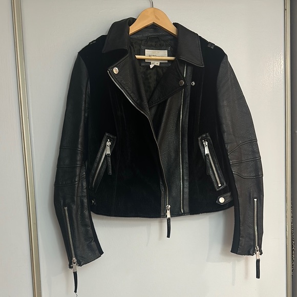 BCBGeneration Faux Fur Leather Moto Jacket - Picture 1 of 8